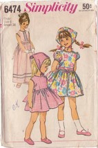 Simplicity Pattern 6474 Size 6 Child&#39;s 1-PIECE Dress 2 Lengths, Scarf - £3.06 GBP
