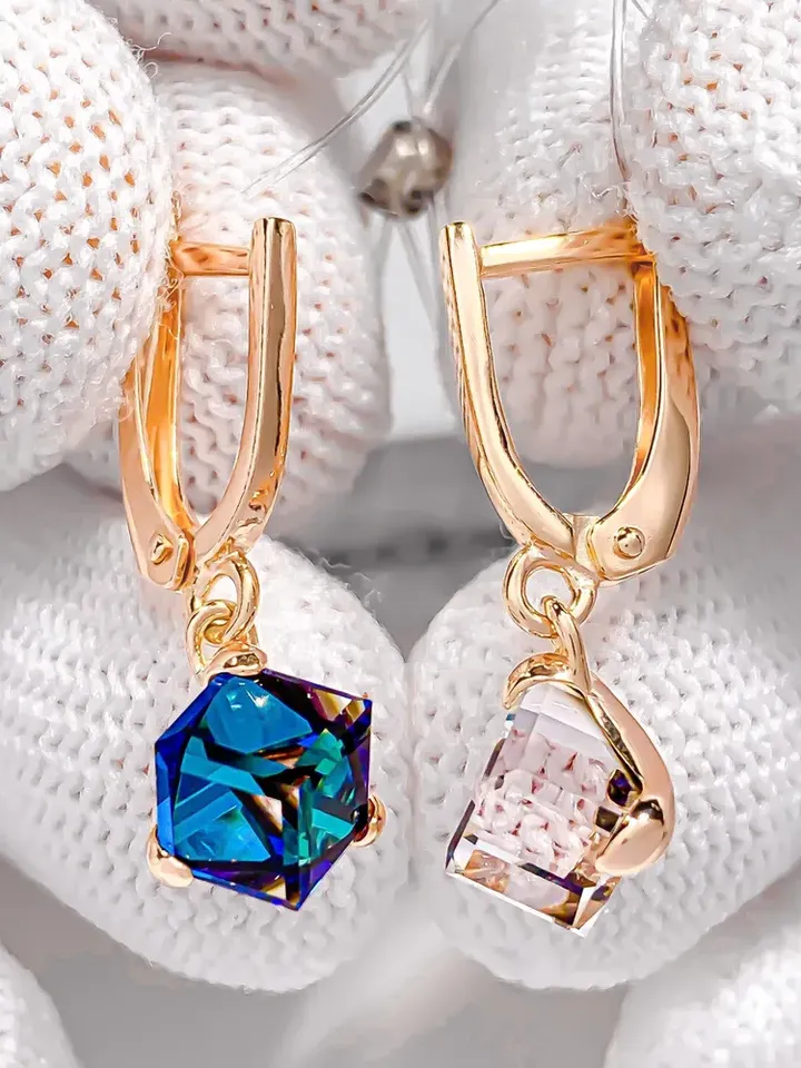 Earrings Silver gold plated 925 with cubic zirconia - $125.00