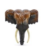 Thai Elephant Head Hand Carved Raintree Wood Wall Art - £30.25 GBP