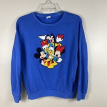 Disney Vintage Blue Sweatshirt Mickey Mouse Characters Women’s Sz Sm Embroidered - $32.73