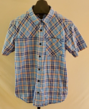 Columbia Regular fit blue White Orange Plaid Button Down Shirt Mens Size... - $14.84