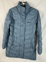 Marmot Jacket Down Puffer Coat Trench Hood Blue Full Zip Women’s Small - $79.99