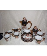 Limoges Gold-Trim black and Pink Roses 17pc Chocolate/Coffee Set + Spoons - $3,292.93 MXN