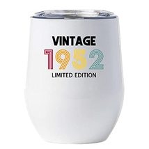 Vintage 1952 Color Wine Glass Tumbler With Lid 12oz Gift for Women, Men ... - £17.80 GBP