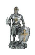 Templar Knight in Armor Wielding Battle Axe and Sword Statue - £23.45 GBP