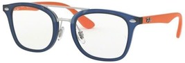 New RAY-BAN Junior Rb 1585 3780 Blue W/ORANGE Temples Eyeglasses Authentic 45-19 - £82.41 GBP