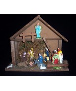 14 Pc Vintage Wood Nativity Creche/Manger &amp;13 Figures Made in Italy - £39.95 GBP