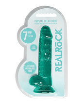 Shots Realrock Realistic Crystal Clear 7&quot; Dildo W/balls Turquoise - $17.67
