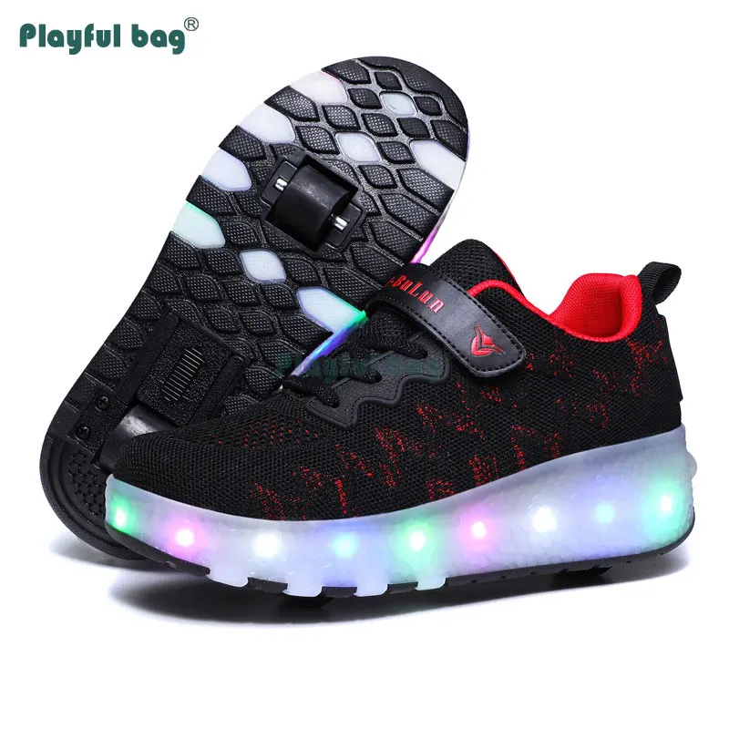 Children Wheel Shoes Boy&#39;s LED Roller Sneaker 2 Wheels  shoes USB charging Outdo - £250.15 GBP