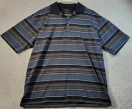 PJA TOUR Polo Shirt Men Large Multi Striped Polyester Short Sleeve Logo Collared - £12.31 GBP