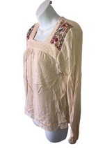 Knox Rose Peasant Boho Embroidered Long Sleeve Blouse Size Small - £11.72 GBP