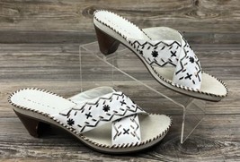 Truflex Sandals White Metallic Stitching Wedge Heel Open Toe/Heel Womens... - £22.21 GBP