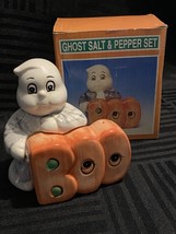 Vintage Halloween ghost salt and pepper shakers Trippie&#39;s inc 1997 with box - $16.00