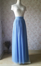 BLUE Maxi Tulle Skirt Outfit Women Custom Plus Size Tulle Skirts for Wedding image 2