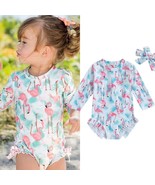 NEW Girls Flamingo Long Sleeve Swimsuit Bathing Suit - $199.71 MXN