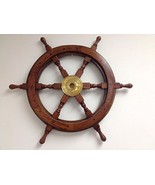 NauticalMart 24&quot; Wood and Brass Nautical Ship Wheel Marine Decor - £62.12 GBP