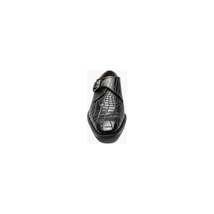 25637-001 Stacy Adams Rapino Plain Toe Monk Strap Shoes Crocodile Print Black image 7