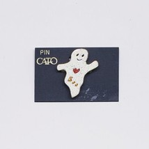 CATO Halloween Jewelry Boo Ghost Brooch Pin w/ Gold Tone Hardware New on... - $11.77
