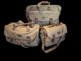 VTG 80s Atlantic Luggage Set Duffle, Garment &amp; Carry-on Bag Canvas Faux ... - $82.91