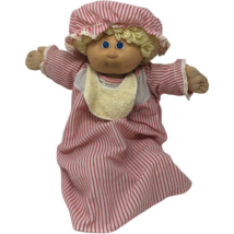 Vintage 18&quot; Cabbage Patch Kids Doll Night Gown Bonnet Bib Red Striped Bl... - $123.74