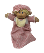 Vintage 18&quot; Cabbage Patch Kids Doll Night Gown Bonnet Bib Red Striped Bl... - £98.55 GBP