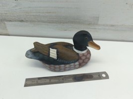 Vintage Hand Painted Wooden Mallard Duck Figure 6” - $13.54