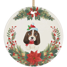 Cute Basset Hound Dog Lover Ornament Flower Wreath Christmas Gifts Tree Decor - £11.64 GBP
