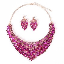Etal wedding jewelry set statement choker horse eye crystal necklace earrings for women thumb200