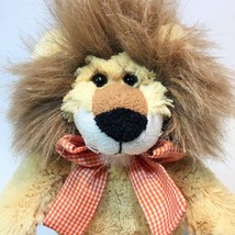 Animal Adventure Plush Lion Orange Gingham Bow Paws Stuffed Animal Toy 13&quot; - £19.51 GBP
