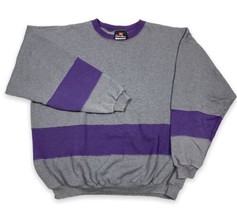 vintage 90s hanes signature boxy color block blank Crewneck USA XL Purple - £21.71 GBP