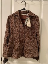 Lemon Grass Women&#39;s Leopard Animal Print Blouse Top Zip Size S - $27.44