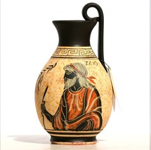 Ceramic Vase Pot black-figure Greek Pottery Painting Greek King God Zeus 6.3in - £34.12 GBP