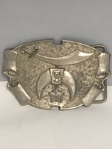 Vintage Shriners Mason’s Masonic Heavy 3.5 Inch Belt Buckle Sword Moon Star - £15.53 GBP