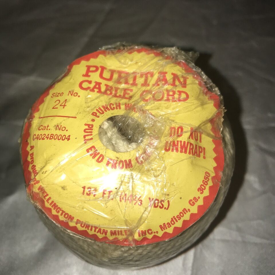 NOS WELLINGTON PURITAN COTTON CABLE CORD USA SEALED WOUND BALL / A1 - $1.73