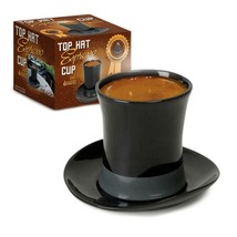 Top Hat Espresso Cup and Saucer Black Ceramic Novelty Gift New in Box Coffee Tea - £8.02 GBP