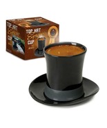 Top Hat Espresso Cup and Saucer Black Ceramic Novelty Gift New in Box Co... - £7.86 GBP