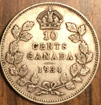 1934 Canada Silver 10 Cents Coin - £14.63 GBP