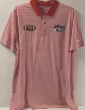 Houston Cougars UofH Supporter NCAA Nike Golf Football Red Striped Polo Shirt L - £10.57 GBP
