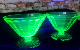 Depression Glass Set of 2 Green Sherbet Cups 1920s Anchor Hocking Trendy... - $24.86