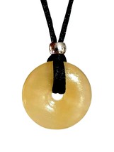 Citrine Necklace Pendant Crystal Donut 30mm Gemstone Mood Lift Crystal Cord Bead - £15.25 GBP