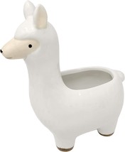 Adorable Animal Novelty Home Decor Planter Pot Glazed White Ceramic Llama Alpaca - £30.01 GBP
