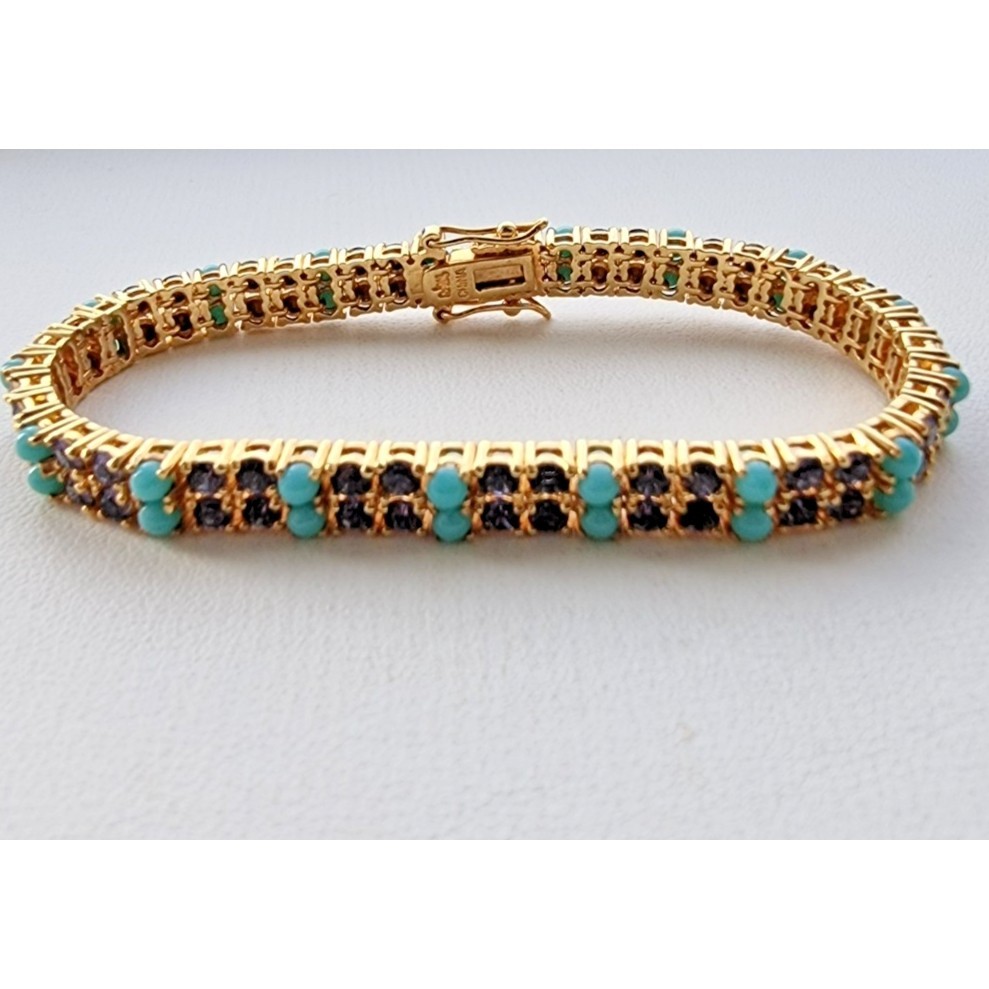 Joan Rivers 925 Sterling Silver Gold Plated Amethyst And Turquoise Bracelet At Item image 7