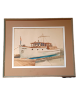 Watercolor Painting 1939 Motor Yacht at Dock Tacoma Washington Signed Jo... - $296.95