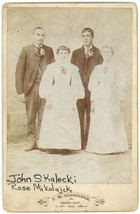Circa 1880&#39;S Named Cabinet Card Two Couples In Victorian Clothing Green Bay, Wi - £7.43 GBP
