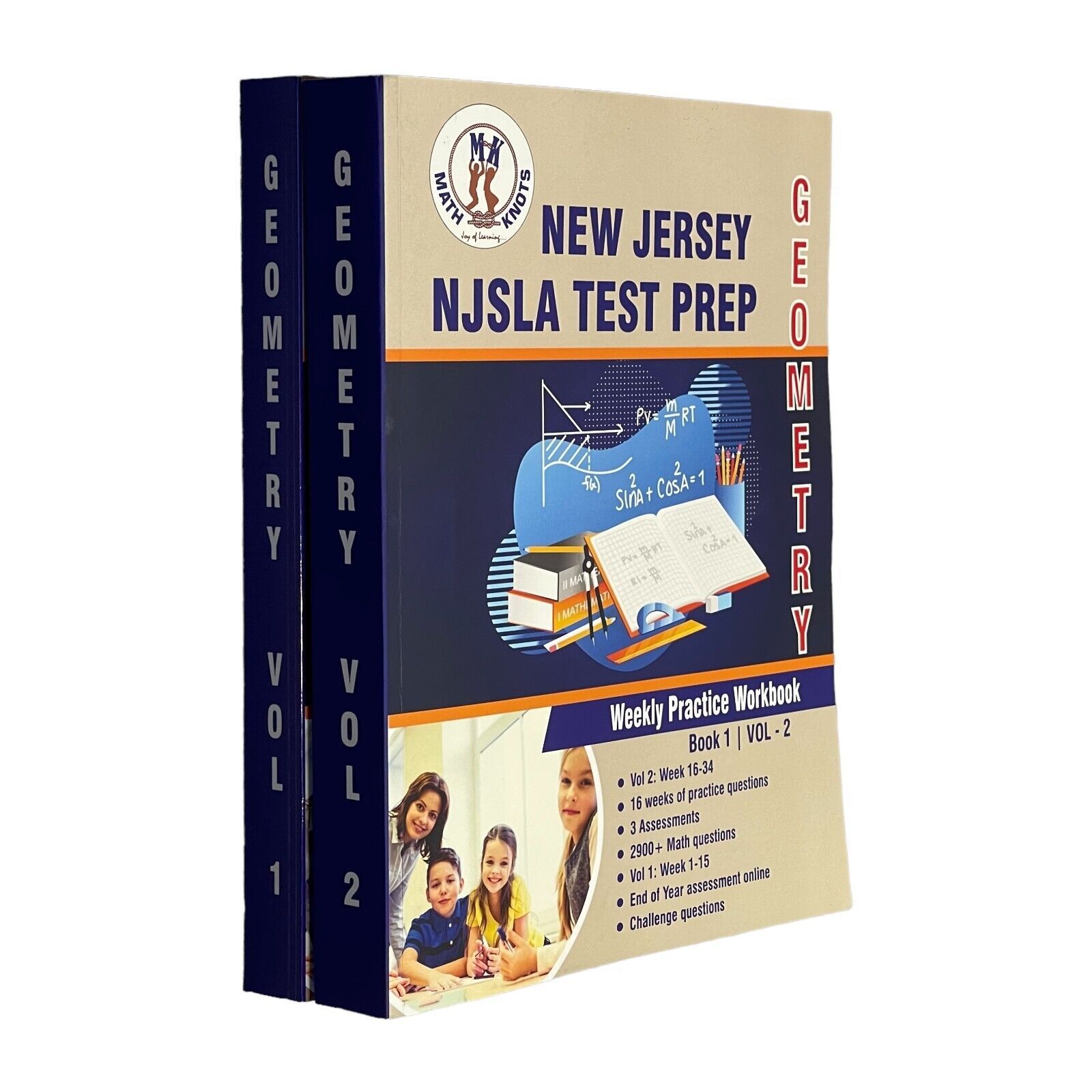 Primary image for New Jersey NJSLA Test Prep Volume 1 & 2 Geometry Weekly Practice Workbook Lof 2