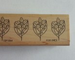 Row of Four Flowers Wood Mounted Rubber Stamp DRS 12F1064 Line Drawing S... - $9.49
