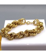 Chic Chain Link Bracelet, Gold Tone with Textured Links, Elegant Minimal... - £38.05 GBP
