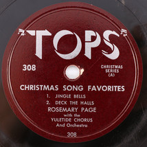 Rosemary Page – Christmas Song Favorites - 1952 Pop 10&quot; 78 rpm TOPS Records 308 - £39.11 GBP