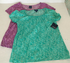 basic edition  womens two top lot still have original tags matching patt... - $19.75