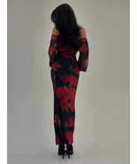 Boat Neck Floral Long-sleeved Dress - $749.64 MXN